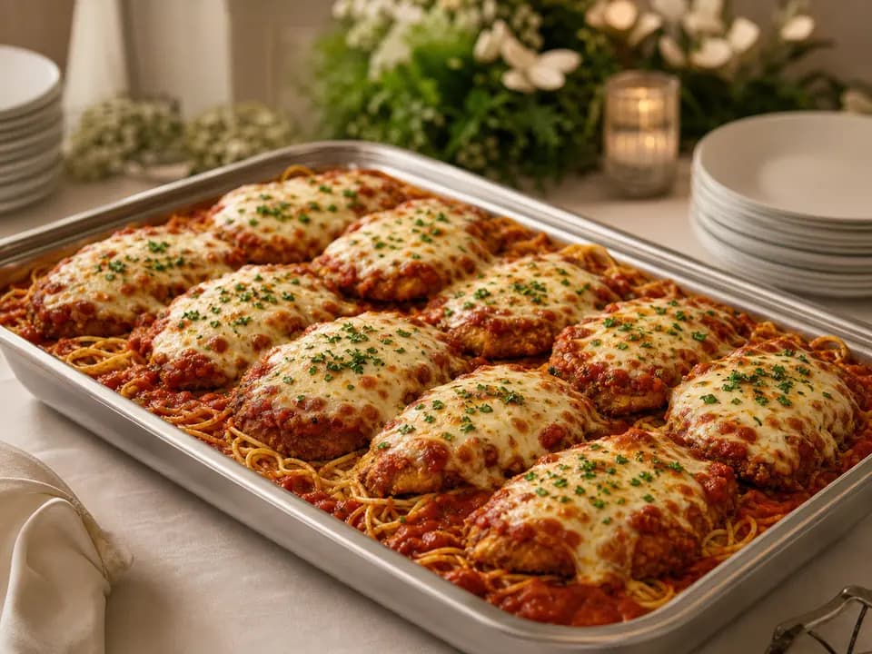 Chicken Parmigiana Combination (Serves 8–14) in the catering menu