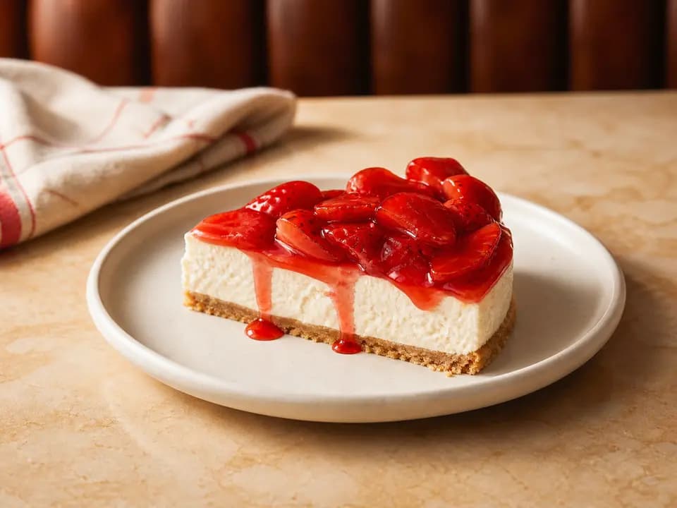 Sicilian Cheesecake with Strawberry Topping (V) in the desserts menu