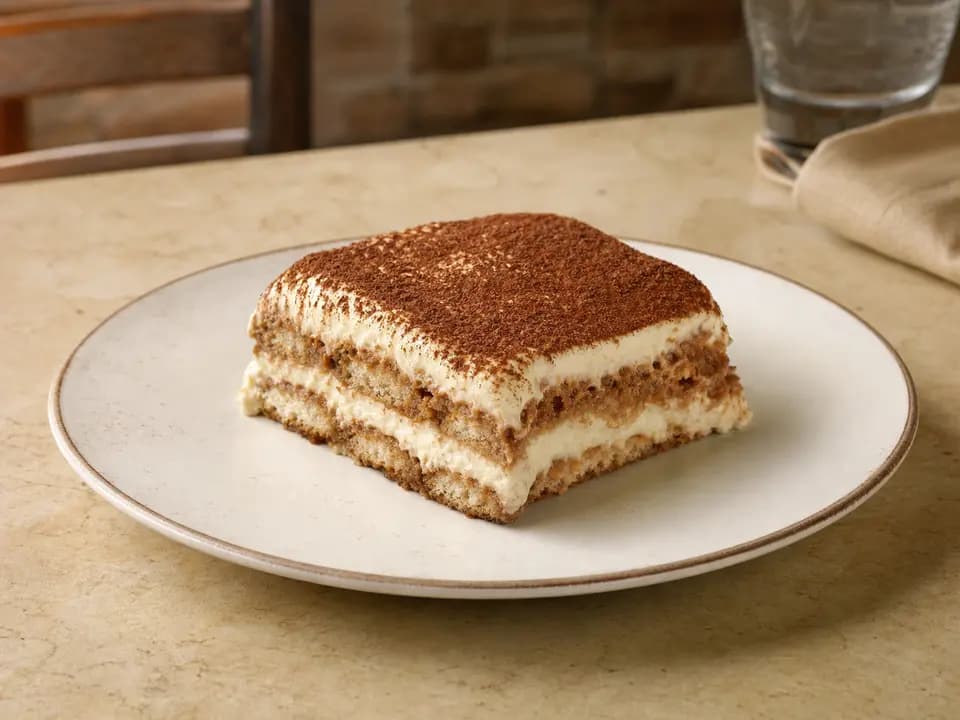 Tiramisu (V) in the desserts menu