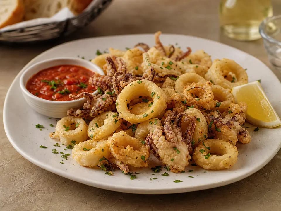 Calamari in the dinner menu