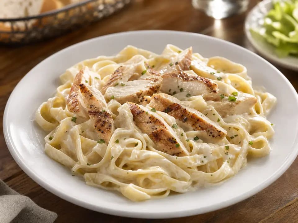 Chicken Alfredo in the dinner menu