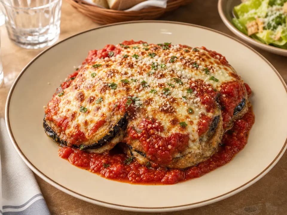 Eggplant Parmigiana in the dinner menu
