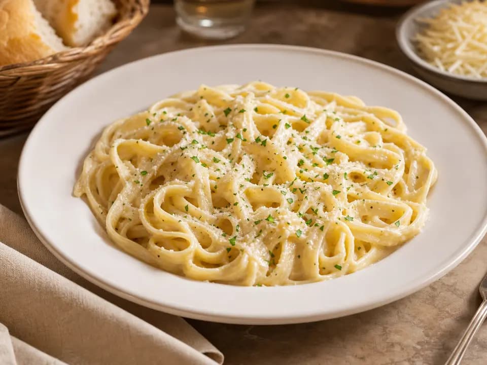 Fettuccine Alfredo in the dinner menu