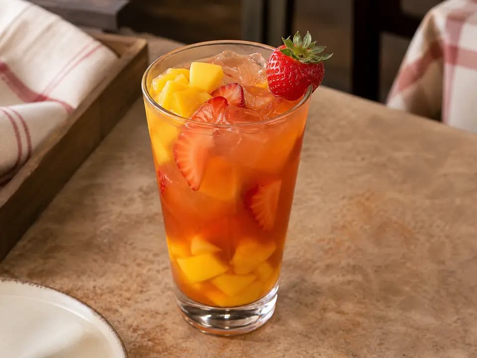 Mango-Strawberry Iced Tea in the drinks menu