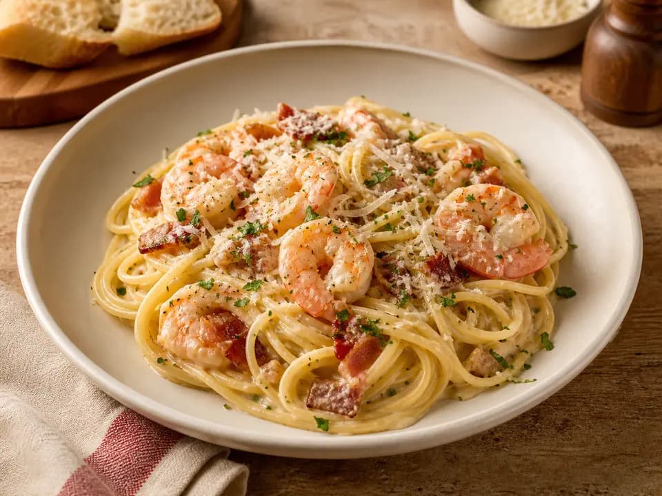 Shrimp Carbonara in the entrees menu