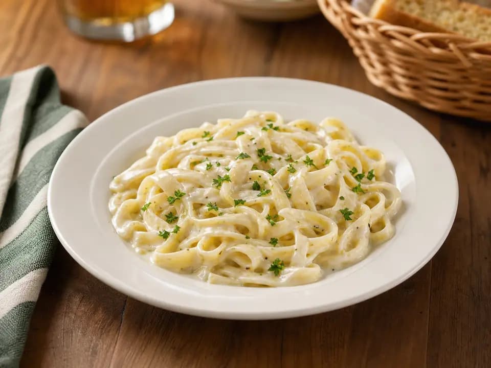 Kids Alfredo Sauce with Choice of Pasta (V) in the kids menu