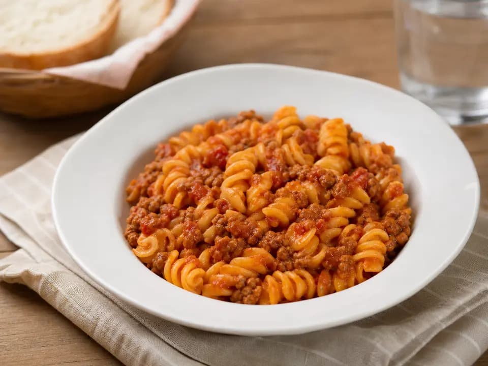 Kids Rotini with Meat Sauce in the kids menu