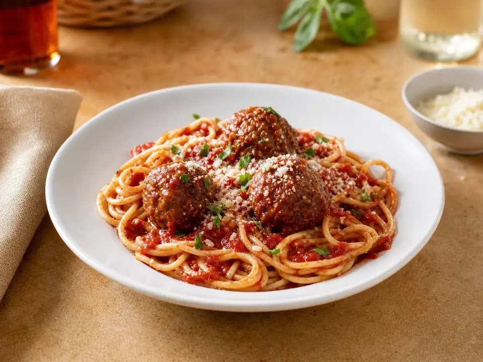 Spaghetti & Meatballs in the lunch menu