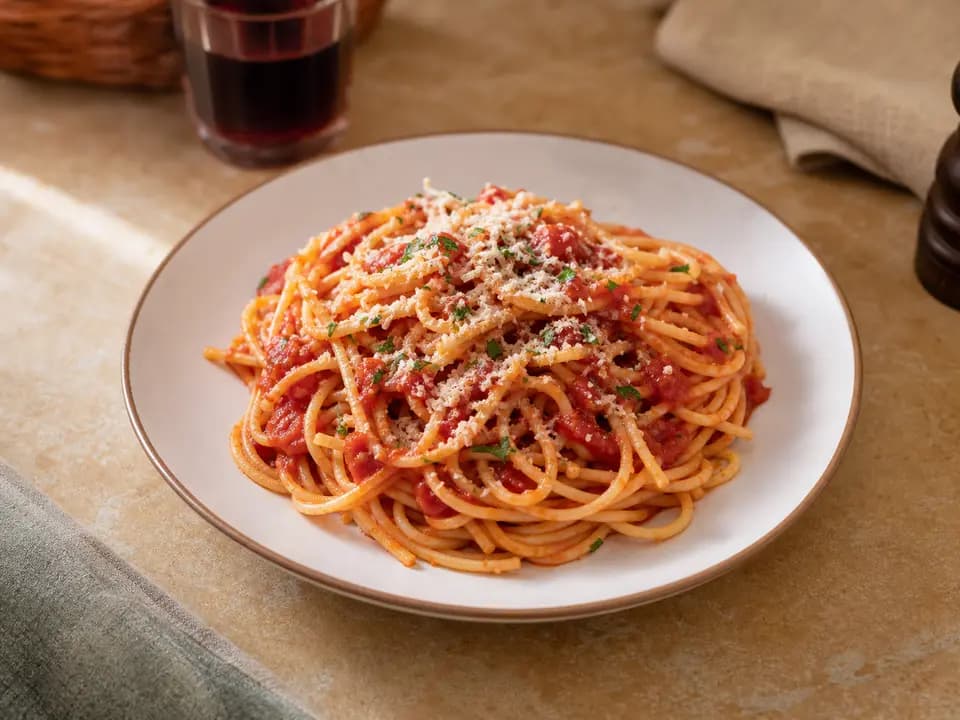 Spaghetti in the lunch menu