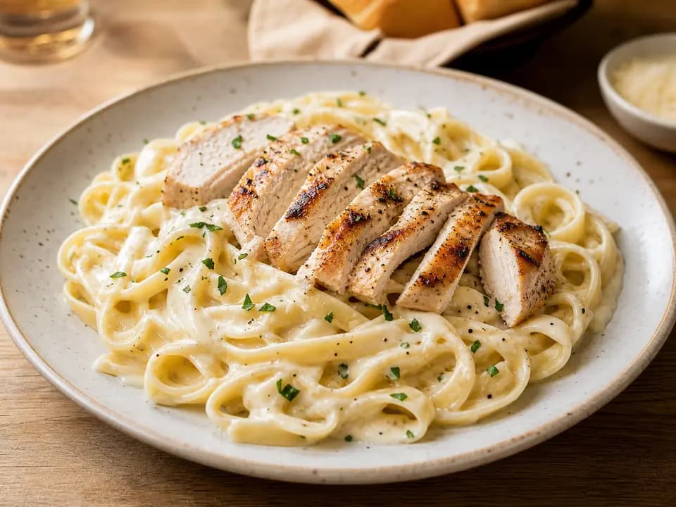 Chicken Alfredo in the pasta menu
