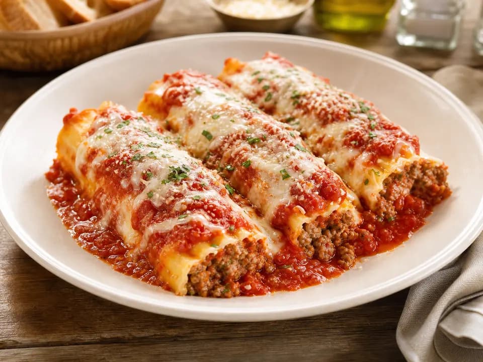 Three-Meat Manicotti in the pasta menu